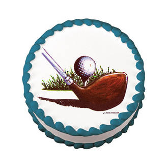 Golf Ball and Club Edible Icing Image round 16cm